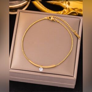 Elegant Gold Anklet with Charm Stainless steel